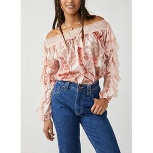 FREE PEOPLE Intimately Born To Love Bodysuit XS Lotus Pink Off Shoulder EUC B63